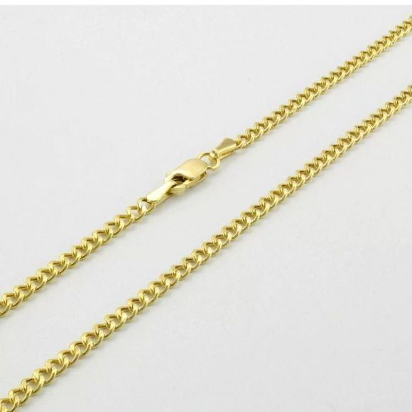 Real 10K Gold Women’s Short Cuban Chain 2.5mm 14” - Picture 2 of 2